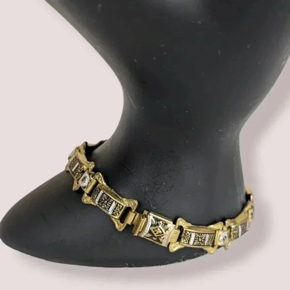 Vintage Damascene Link Bracelet - Picture 2 of 6